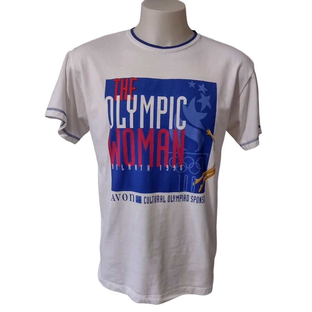 The Olympic Women's Size L Avon Sponsor T-Shirt Vintage 90s 1996 Atlanta Games